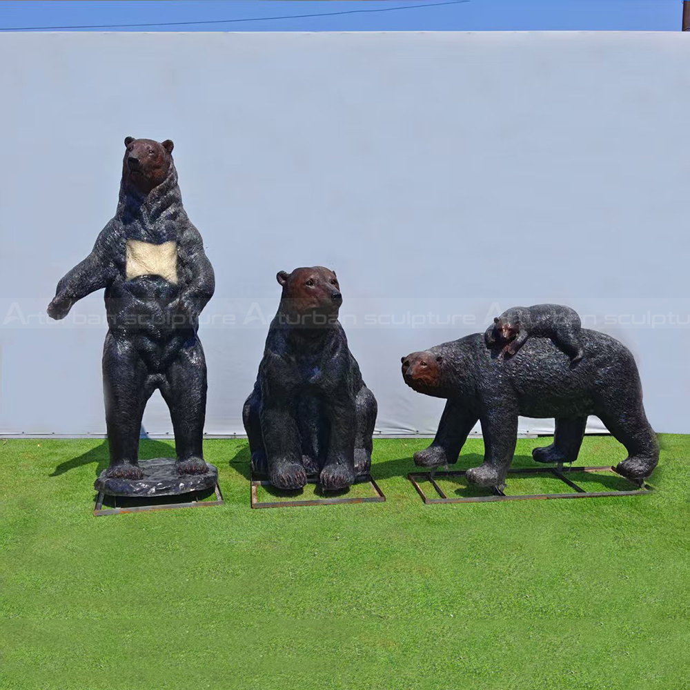 Black Bear Family Sculpture fiberglass group