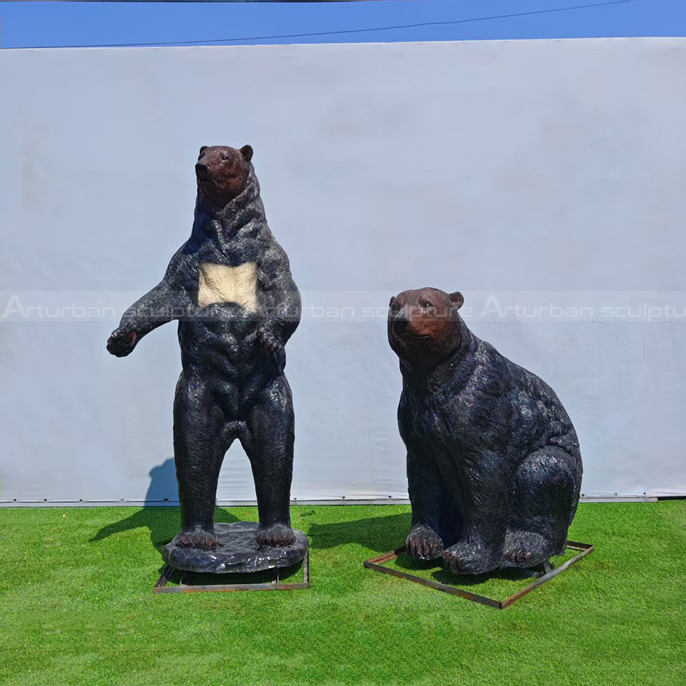 Black Bear Family Sculpture fiberglass