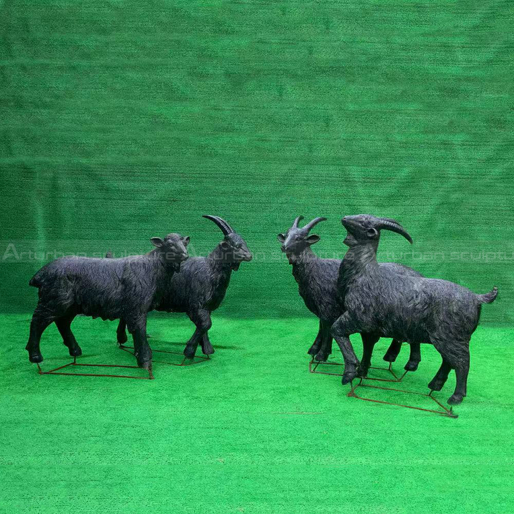 Black Goat Statue fiberglass farm group