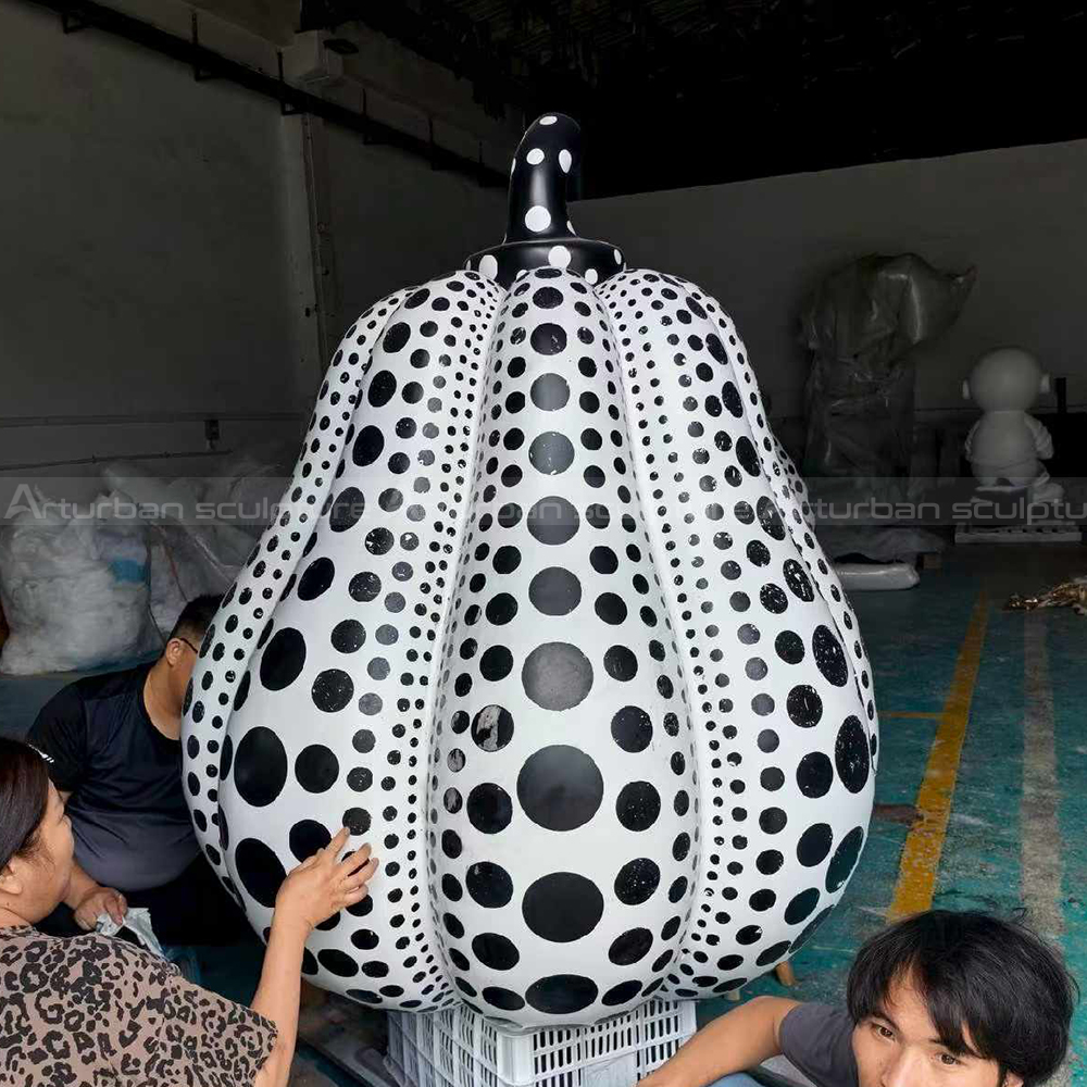 Black dot outdoor pumpkin fiberglass statue