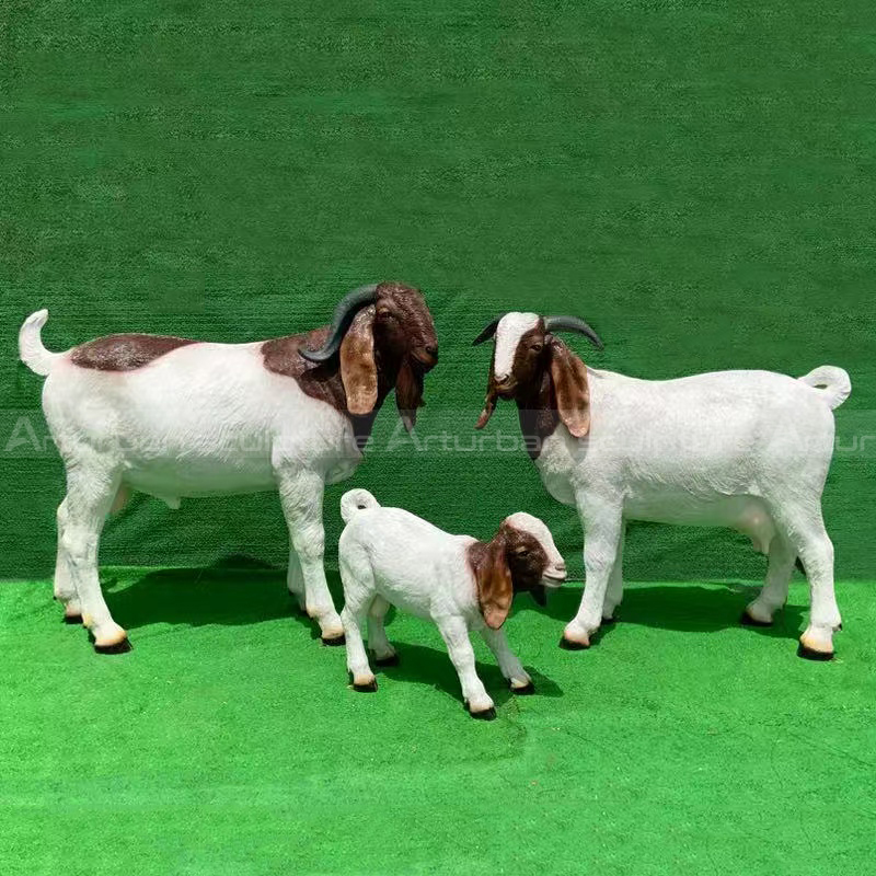 Boer Outdoor Goat Statue fiberglass family scene
