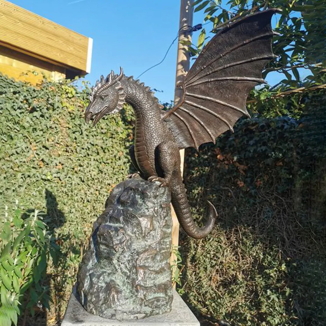Bronze Dragon Pond Spitter fountain display