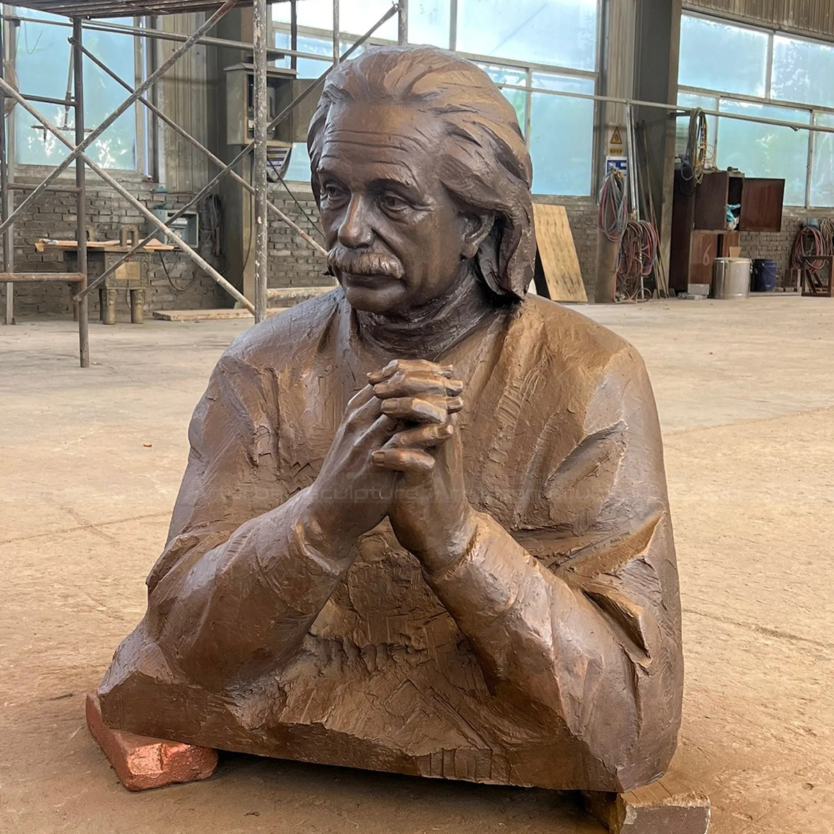 Bronze Einstein Statue for Sale with Clasped Hands