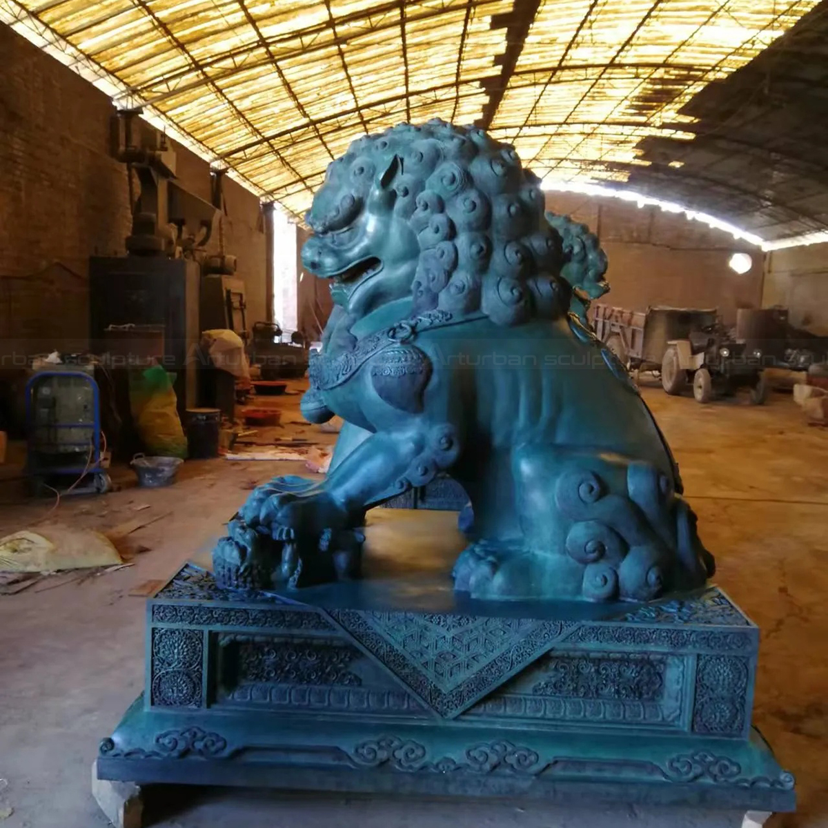 Bronze Foo Dog Statue Outdoor Garden Display