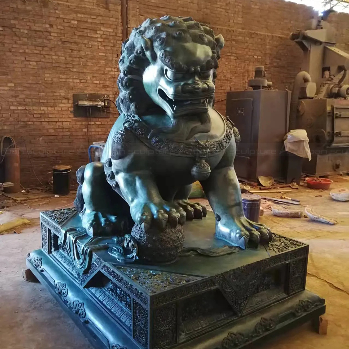 Bronze Foo Dog Statue Outdoor Temple Decor