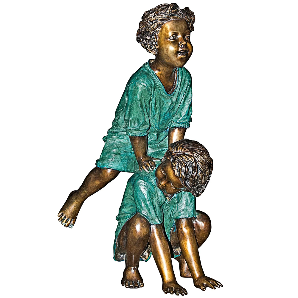 Bronze Leap Frog Statue of Playing Boys