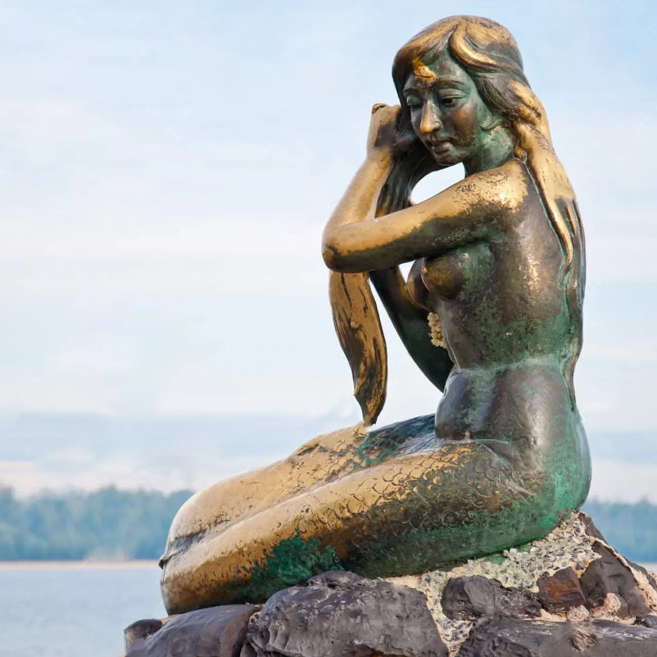Mermaid on a Rock Sculpture