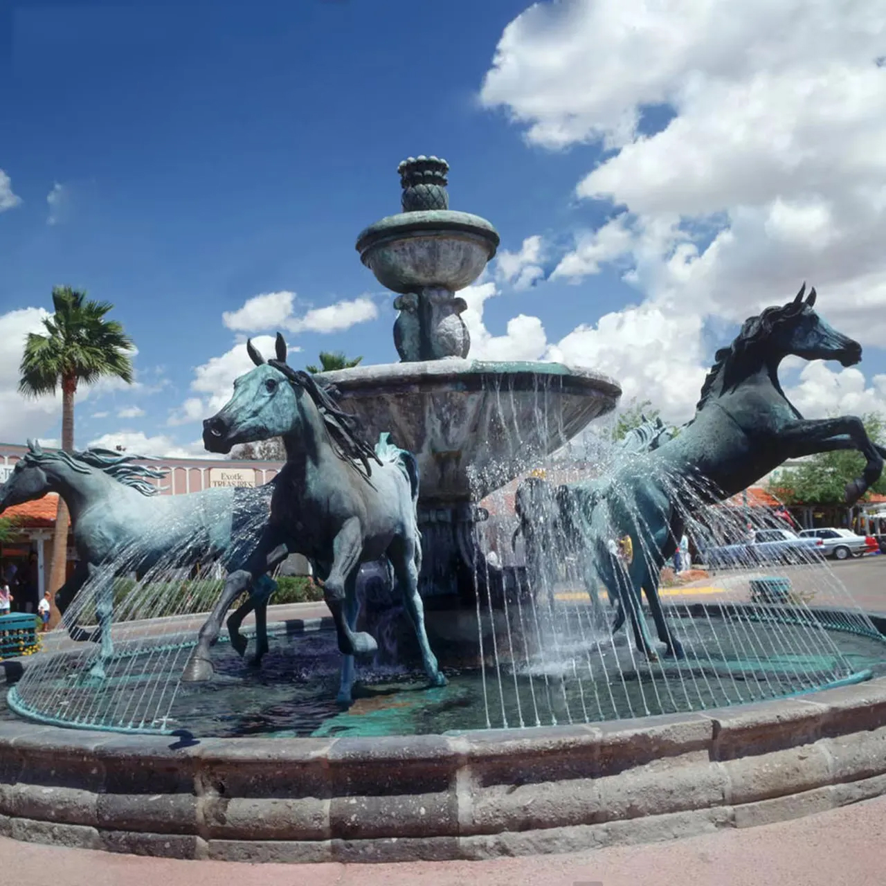 Bronze Running Horse Fountain plaza centerpiece