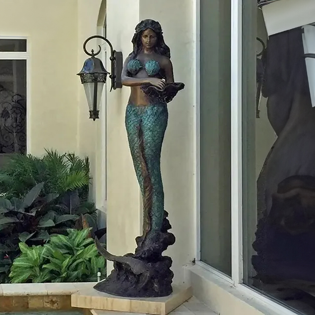 Bronze standing Mermaid Fountain for Sale by Pool