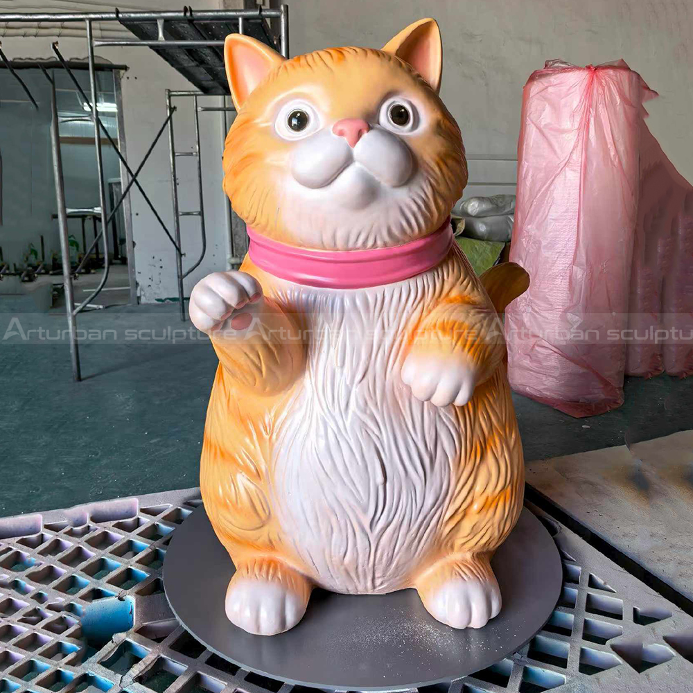 Cute Orange Cat Sculpture fiberglasss