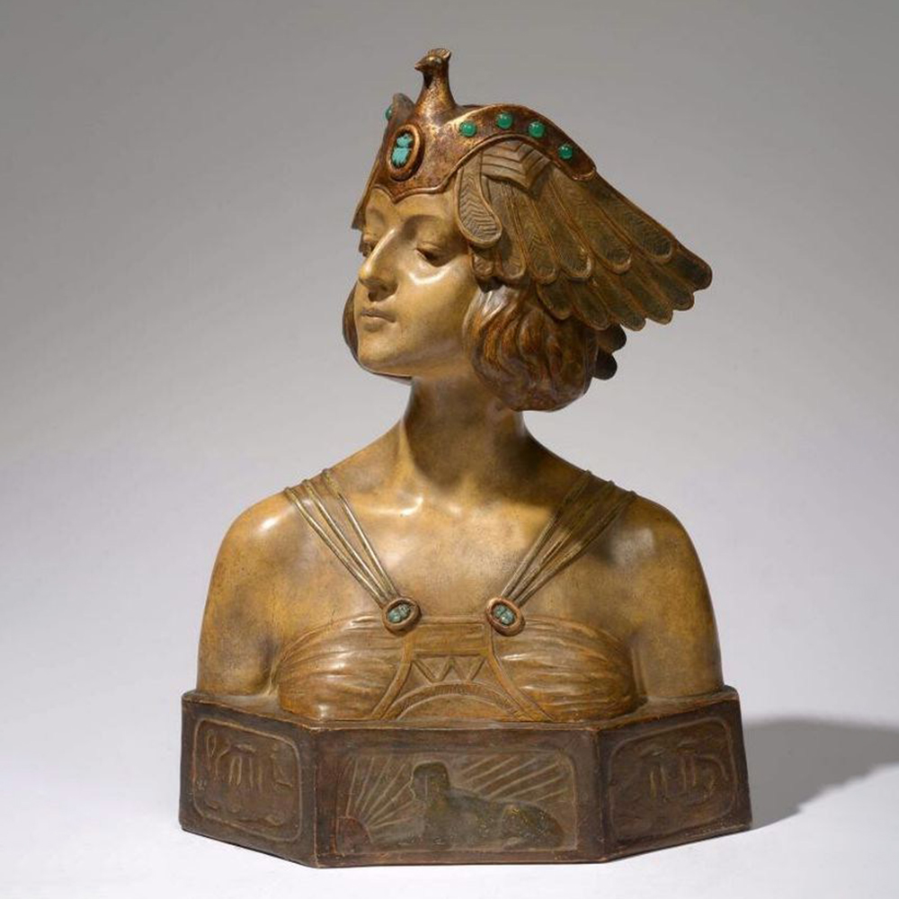 Egyptian Female Bust bronze winged headdress
