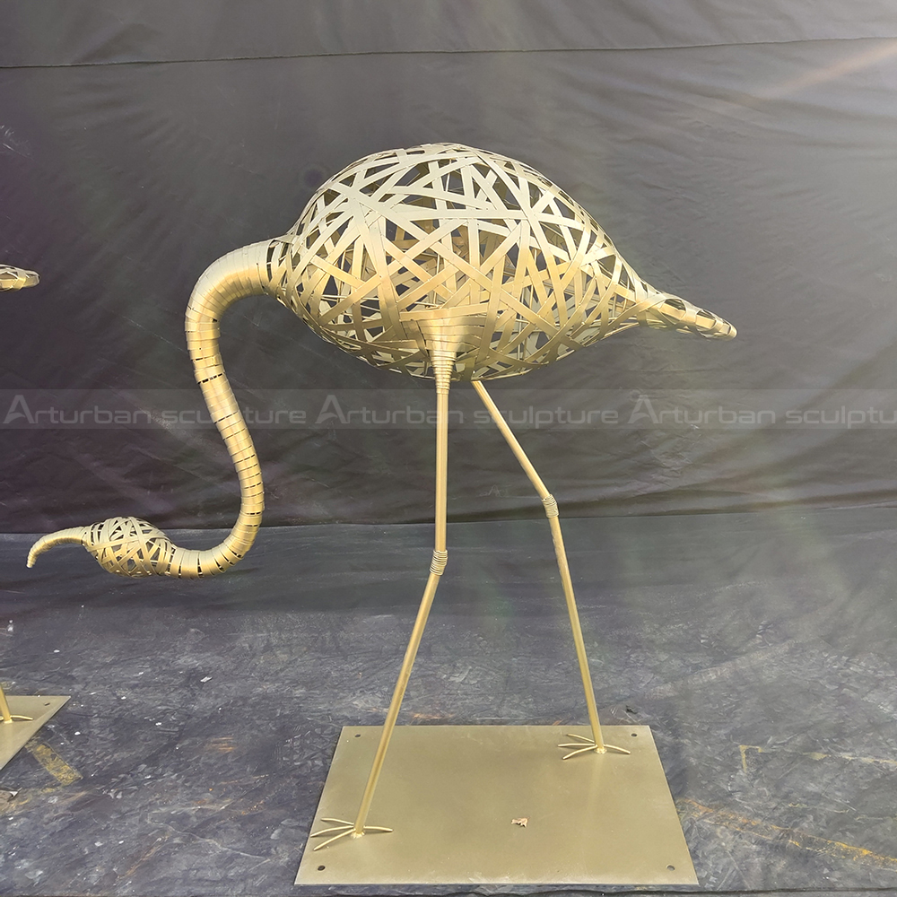 Flamingo Wire Sculpture stainless steel curved neck