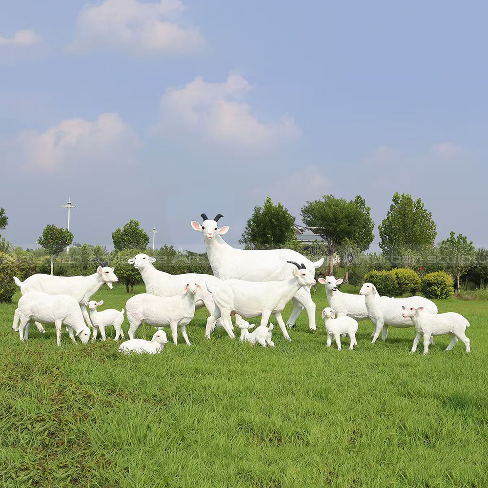 Goat Lawn Statue fiberglass herd scene