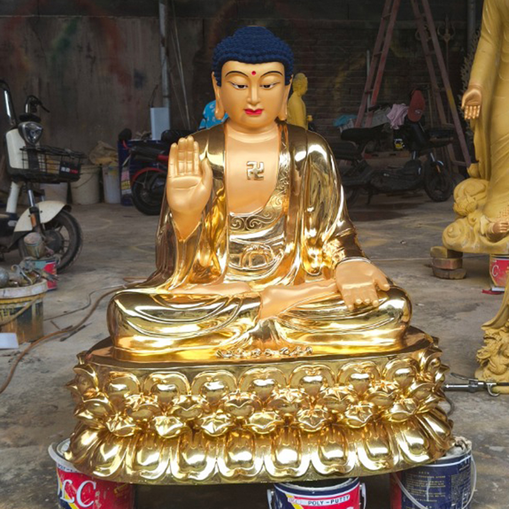 Gold Buddha Sculpture fiberglass seated pose
