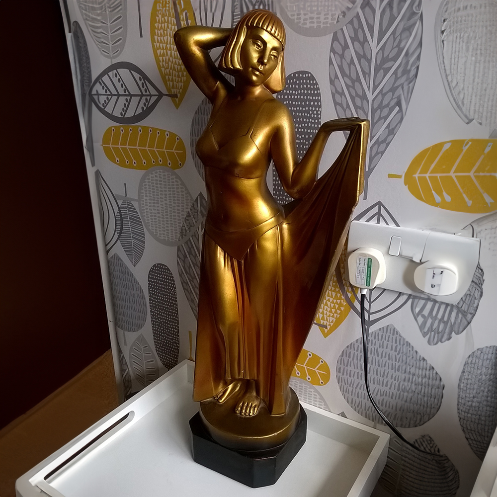 Gold bronze Art Deco Female Statue
