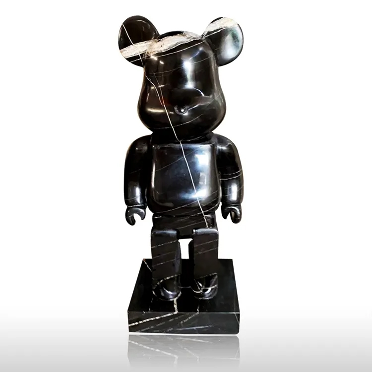 Large Bearbrick Statue white veined marble