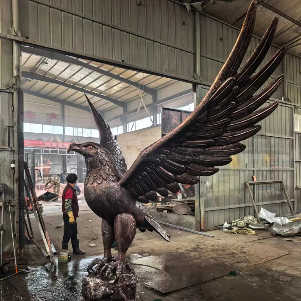 Large Bronze Eagle Displayed in Workshop