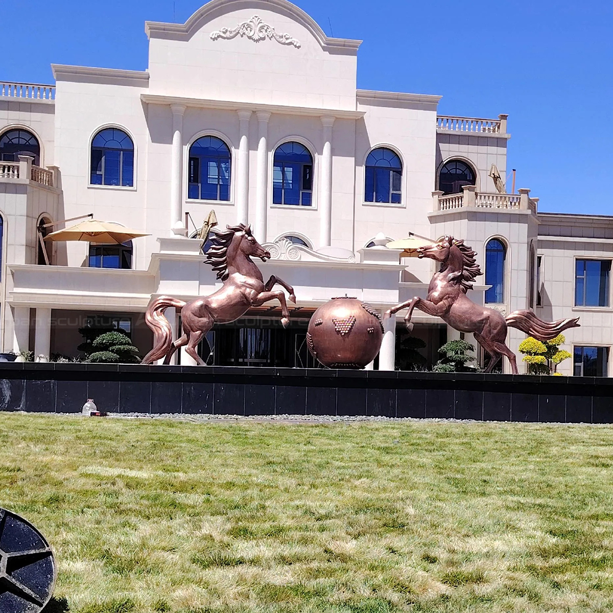 Large Bronze Two Horses Sculpture