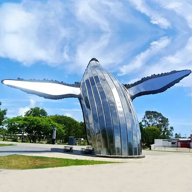 Large Stainless Steel Humpback Whale Sculpture