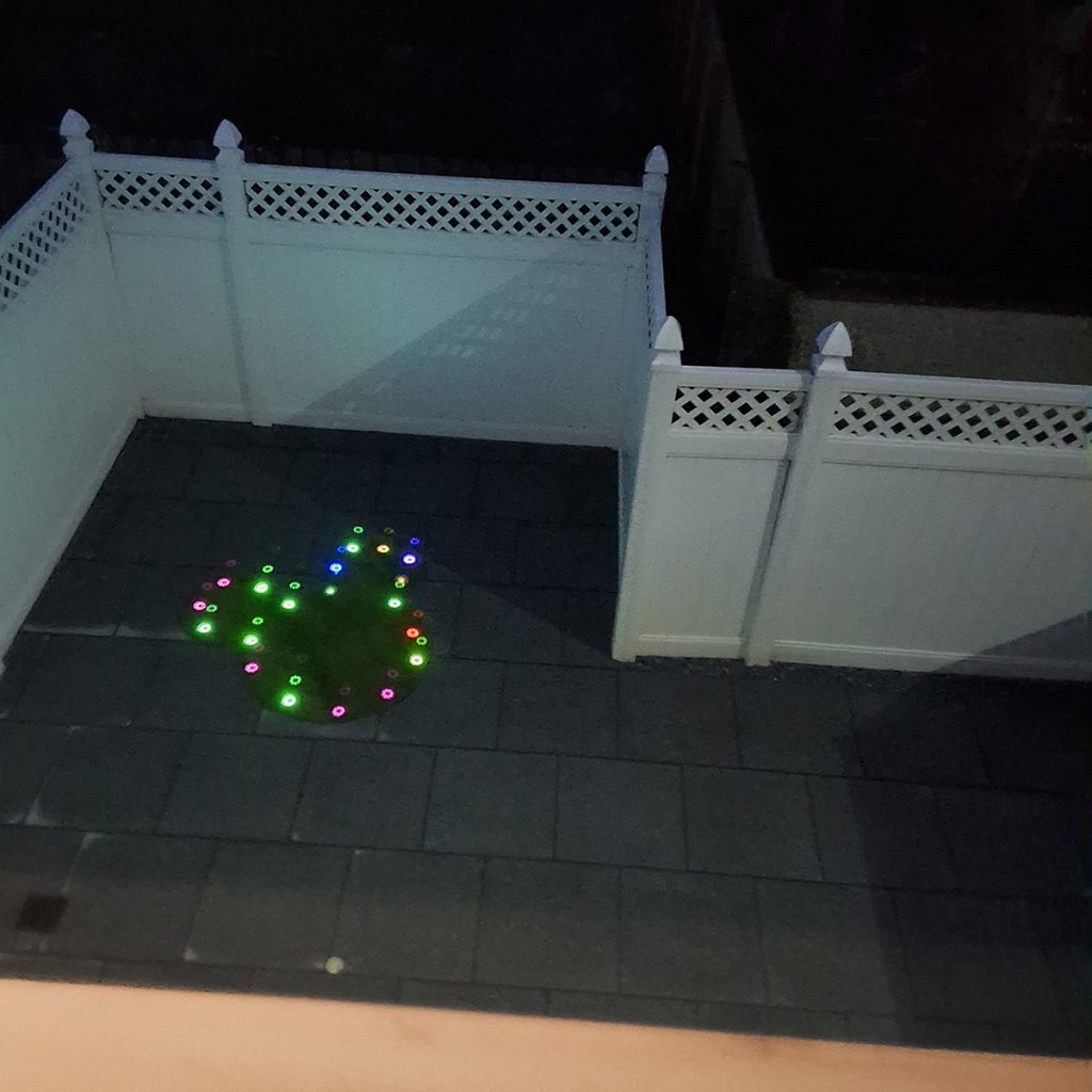 Mickey garden light feature beside white fence2