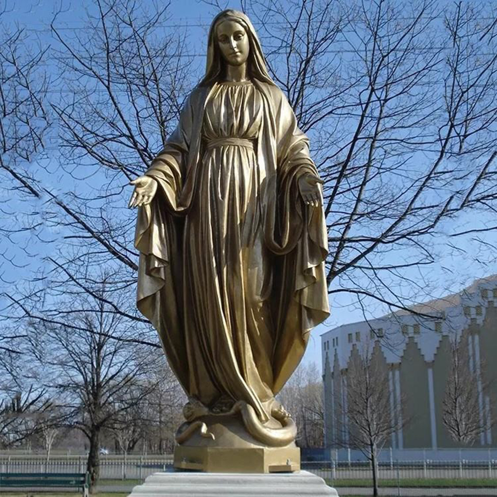 Miraculous Medal Mary Statue bronze blessing pose
