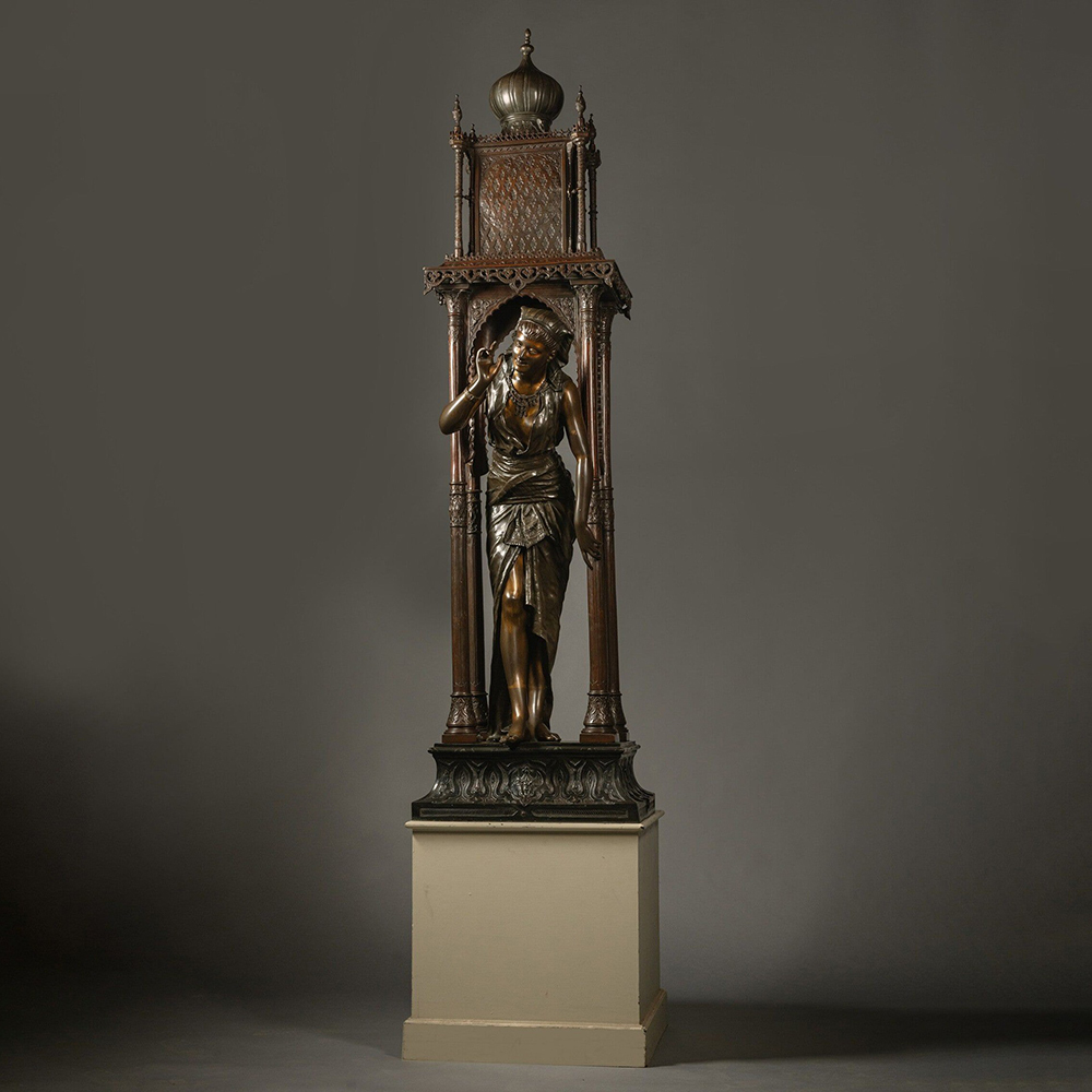 Ottoman Statue bronze lady under pagoda pavilion