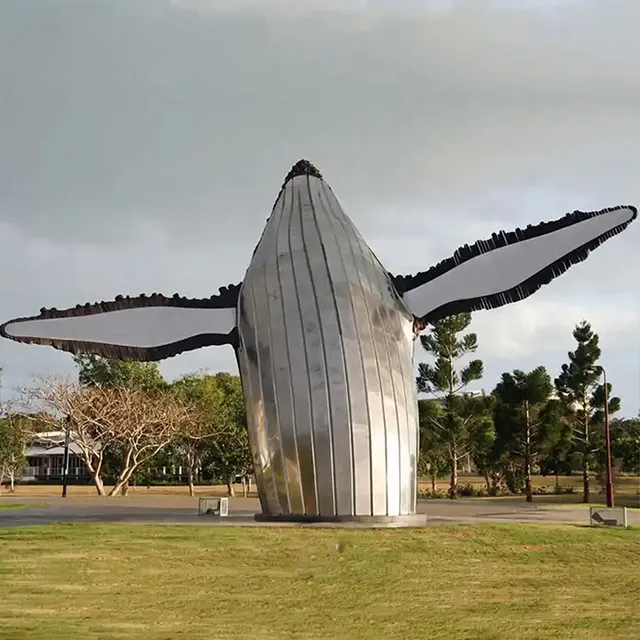 Outdoor Stainless Steel Humpback Whale Sculpture