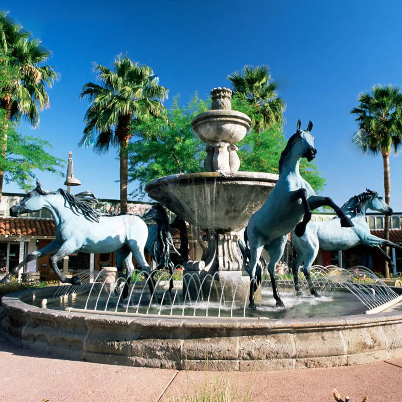Outdoor bronze Running Horse Fountain display