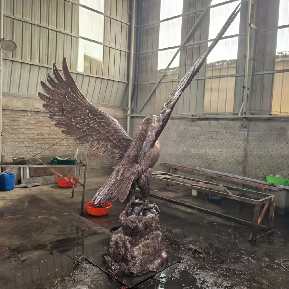 Rear View of Large Bronze Eagle statue