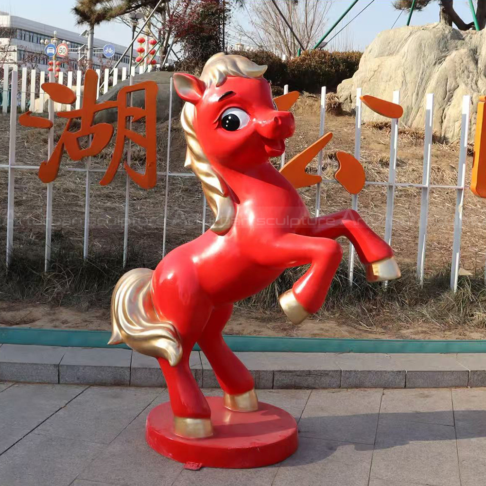 Rearing Cute Horse Sculpture fiberglass decor