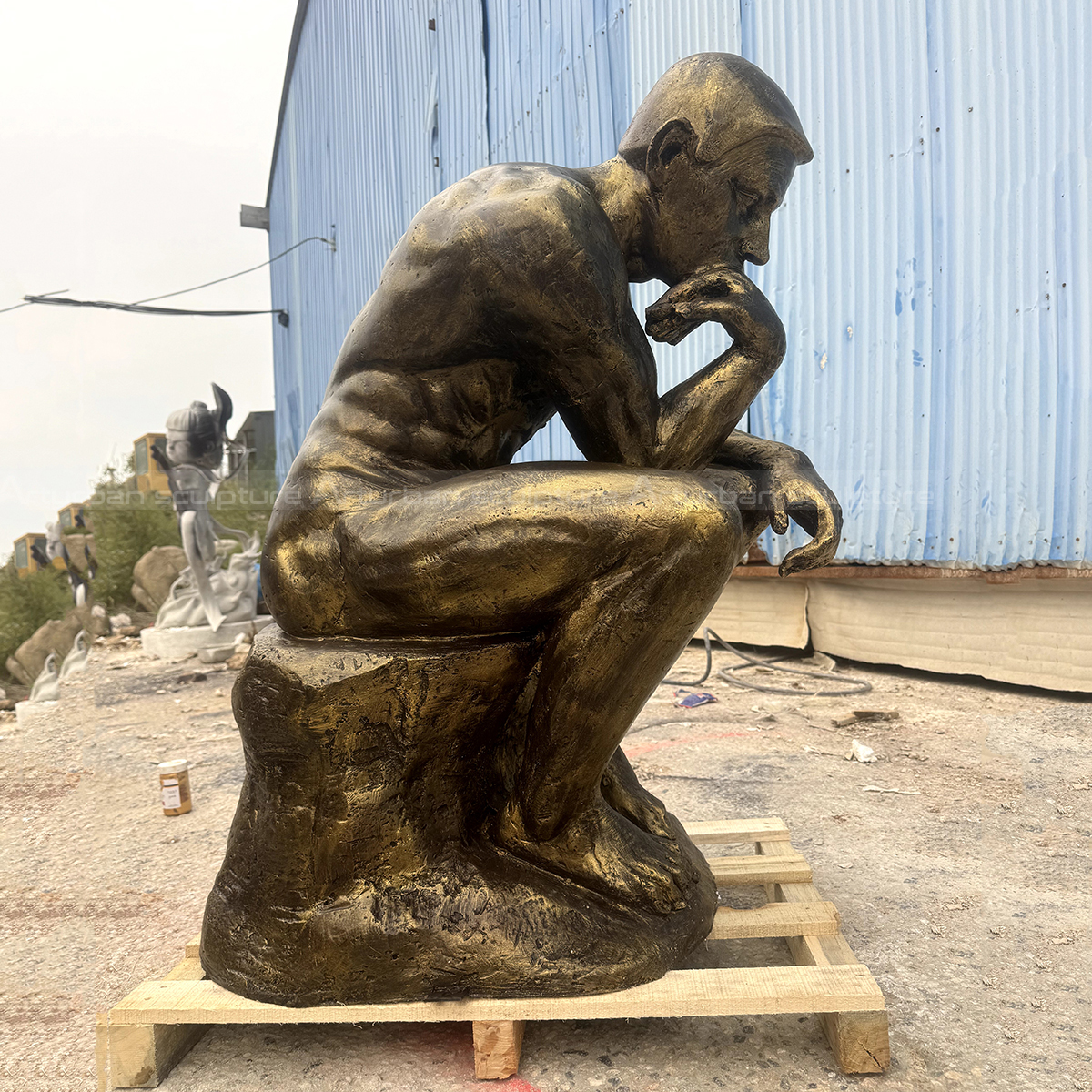 Seated Thinking Man bronze Garden Statue