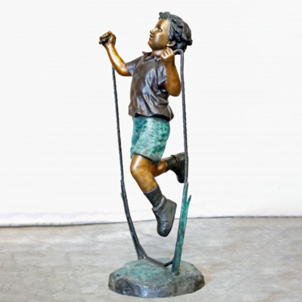 Side View of Bronze Jumping Rope Statue