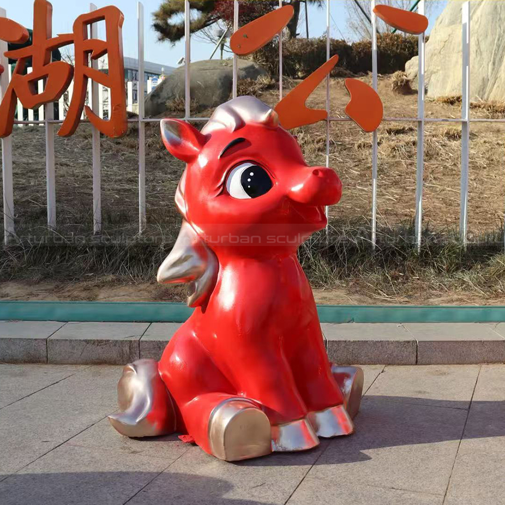 Sitting Cute Horse Sculpture fiberglass statue