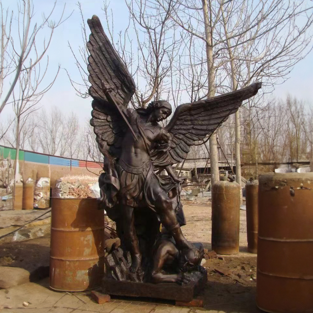 St Michael Statue Catholic bronze angel warrior