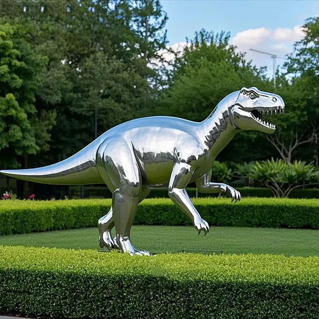 Stainless steel Metal Dinosaur Garden Sculpture