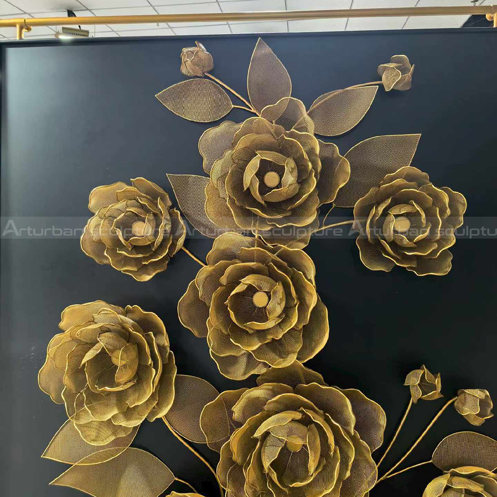 Stainless steel Rose Metal Wall Décor detail