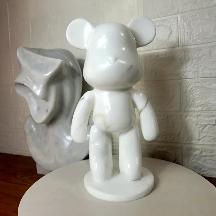 Statue Bearbrick white marble sculpture