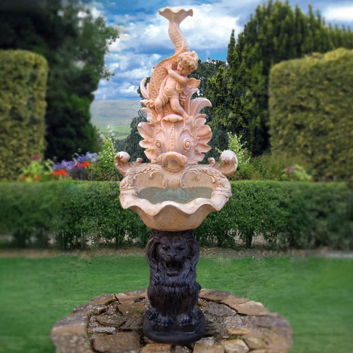 Stone-Cherub-Angel-Fountain-with-fish-basin2