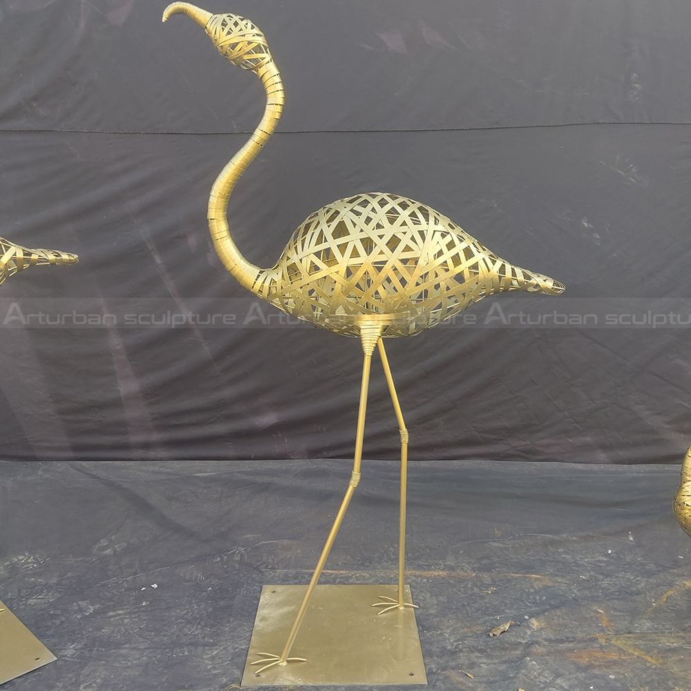 Tall Flamingo Wire Sculpture stainless steel decor
