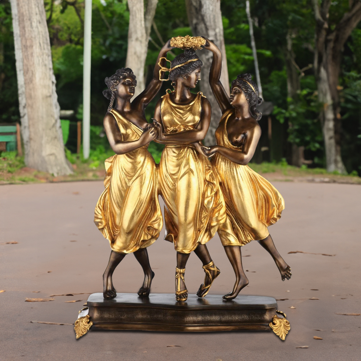 Three Graces Dancing Bronze garden Statue