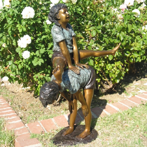 bronze Leap Frog Garden Statue