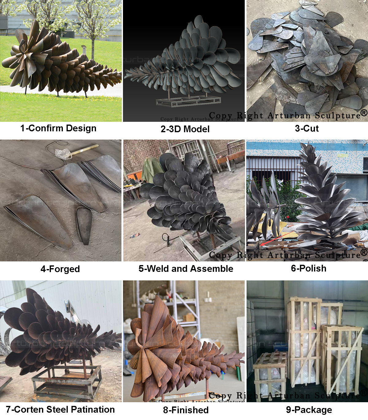 production process of Pinecone Sculpture