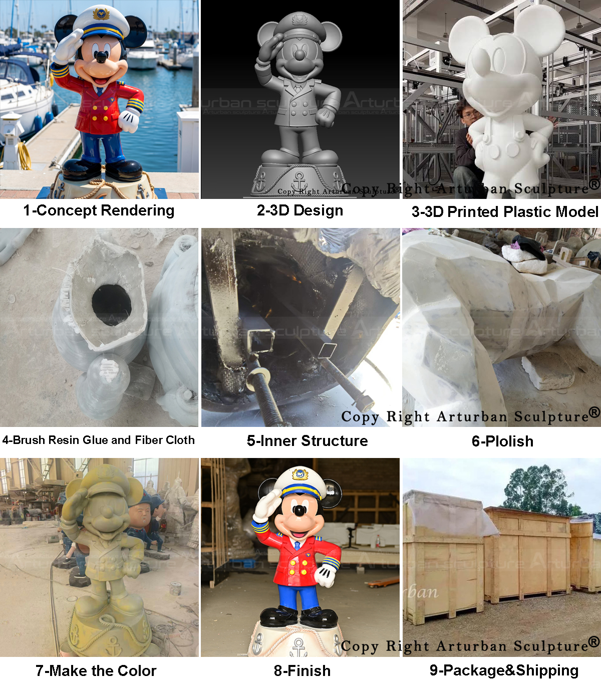 production process of making Captain Mickey Mouse Statue2