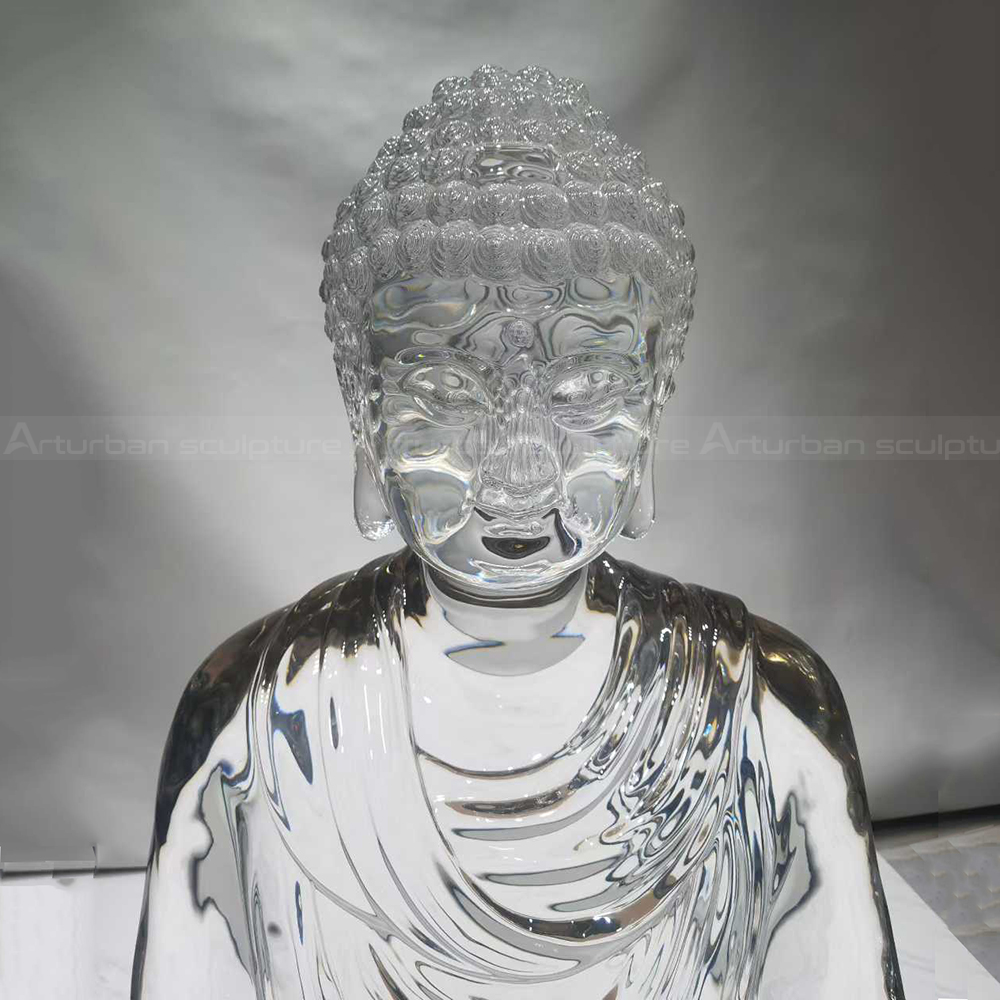 resin Transparent Buddha Statue head detail
