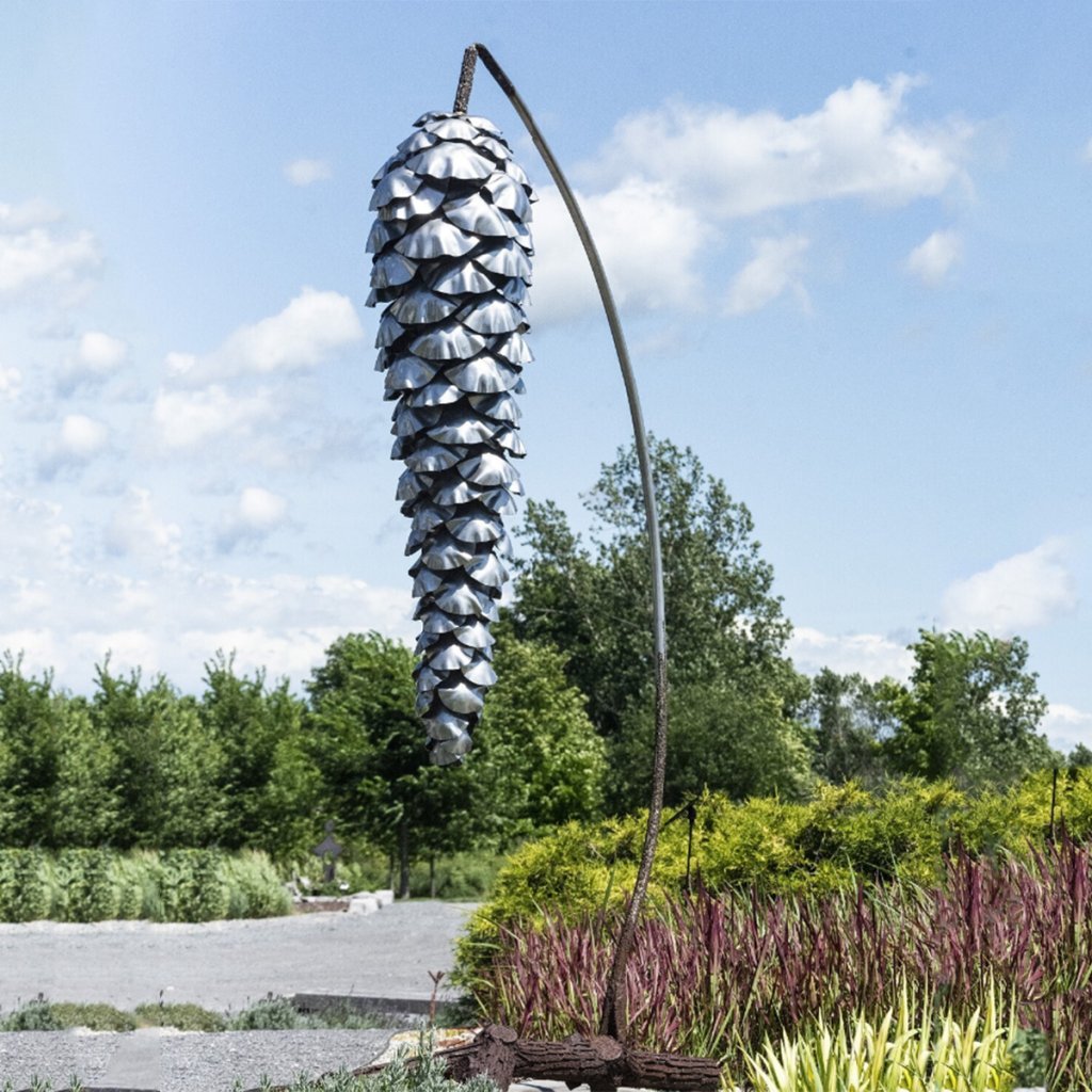 stainless steel Pine-Cone-sculpture-(1)