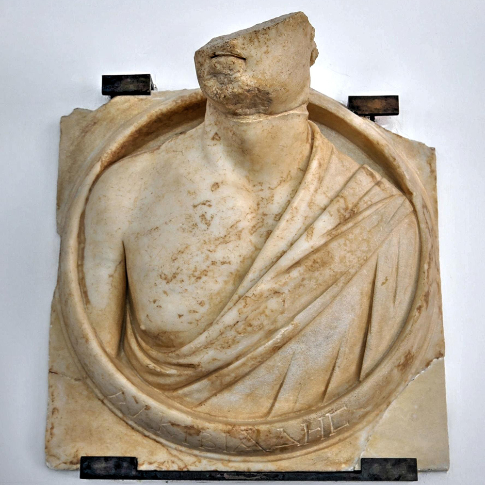 4-(2) Marble Alcibiades Statue with damaged portrait head