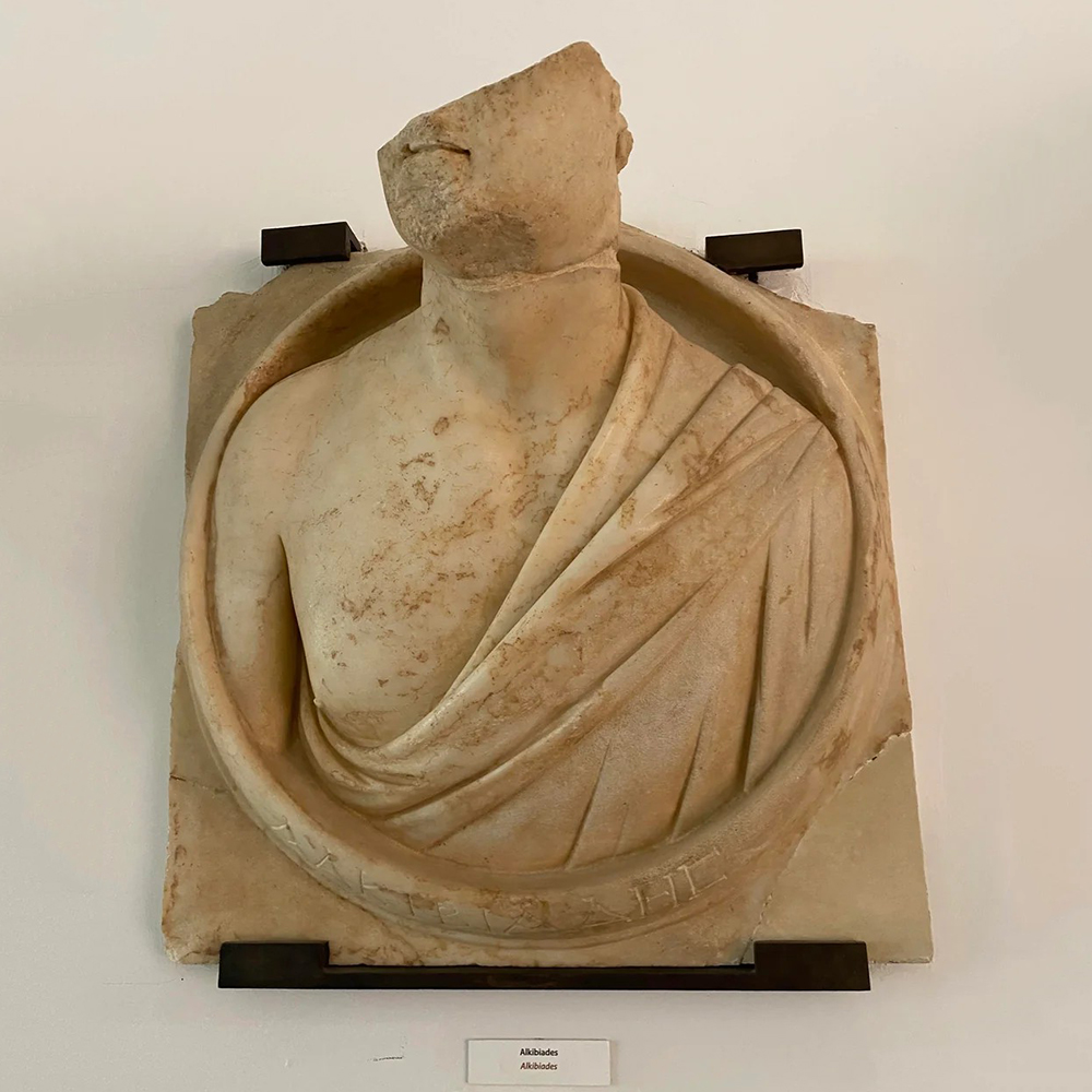 4-(3) Damaged Alcibiades Statue with draped marble torso