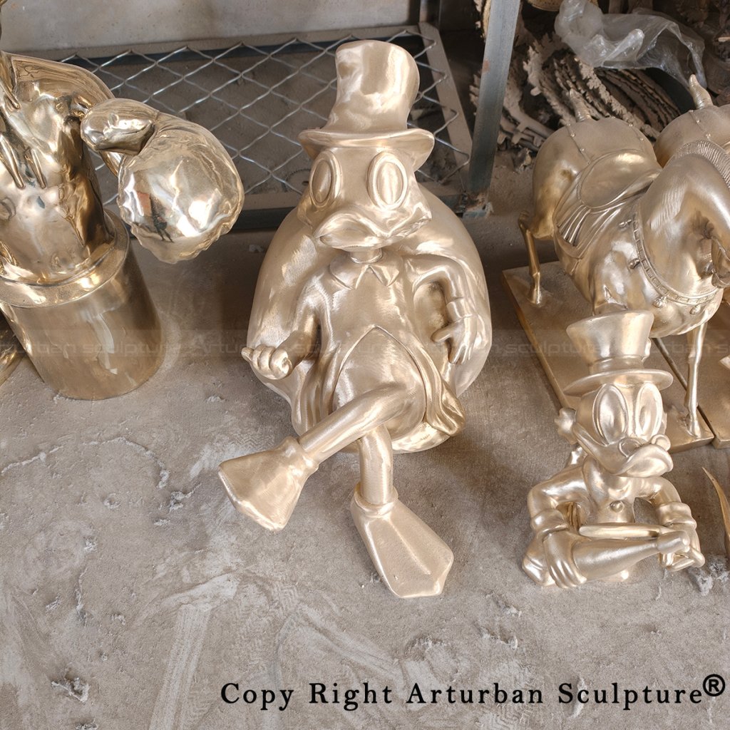 4 Bronze duck sculpture polishing stage