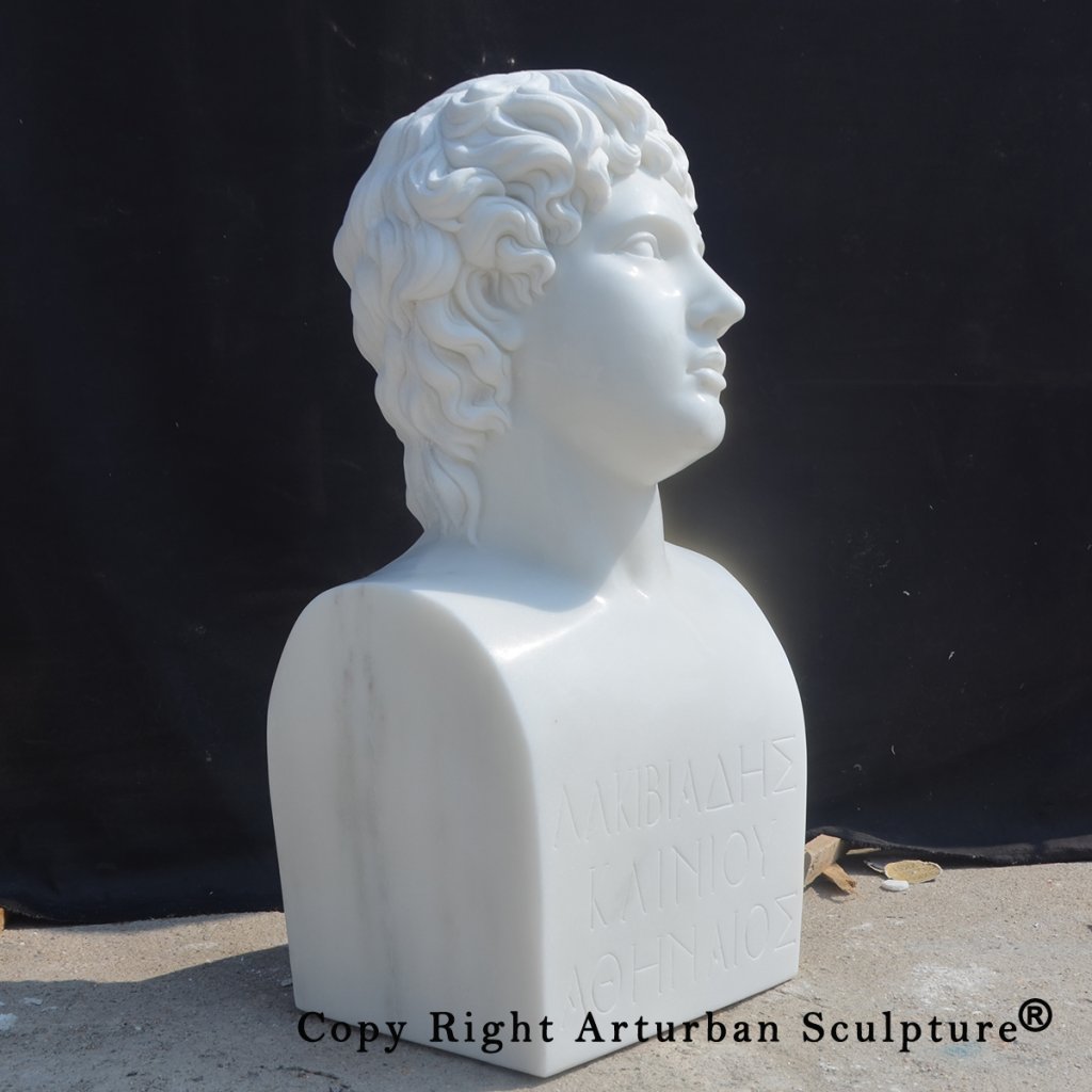 4 Side view of classical marble portrait bust