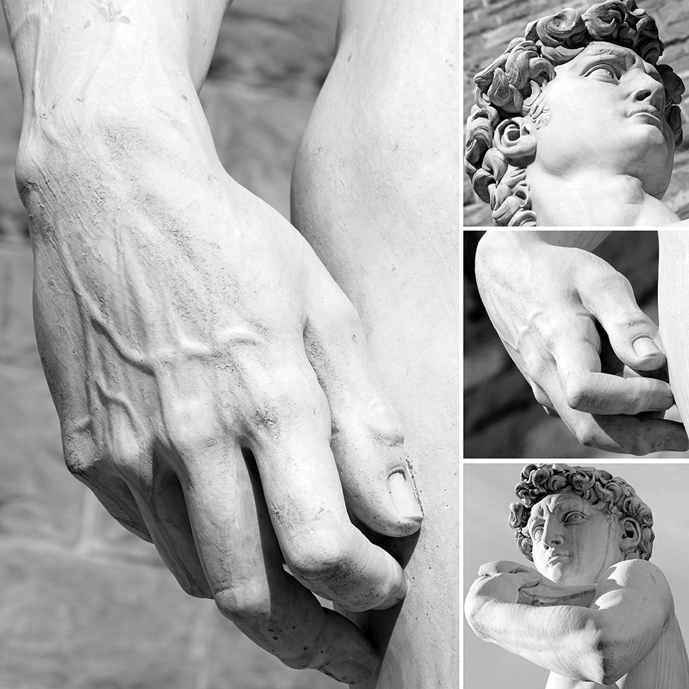 4 marble david statue details